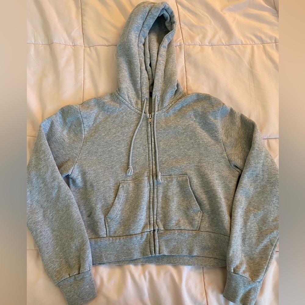 Brandy Melville cropped gray zip up